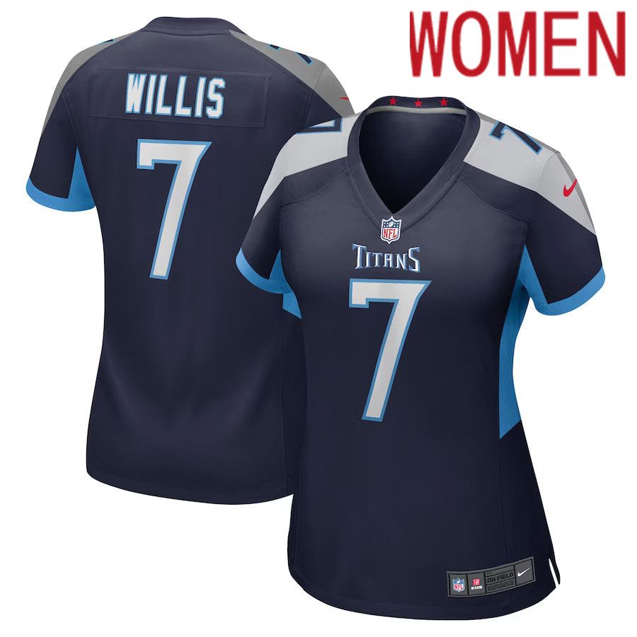 Women Tennessee Titans #7 Malik Willis Nike Navy Player Game NFL Jersey->women nfl jersey->Women Jersey